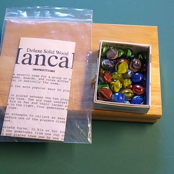 Solid Wood folding Mancala Board and Gemstones Cottagecore Grandmacore - Picture 6 of 7